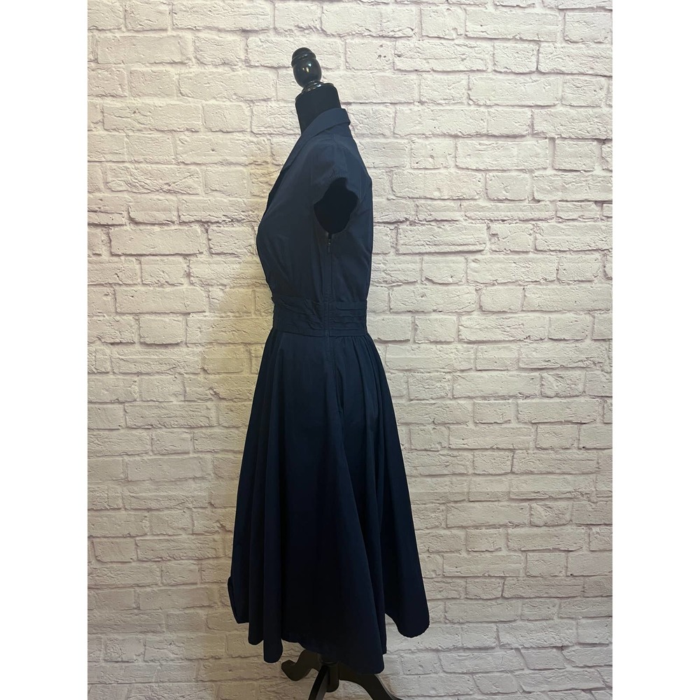Eshakti Navy, Short Sleeve Custom Dress Size S. Fit & Flare Styling. - Picture 3 of 9
